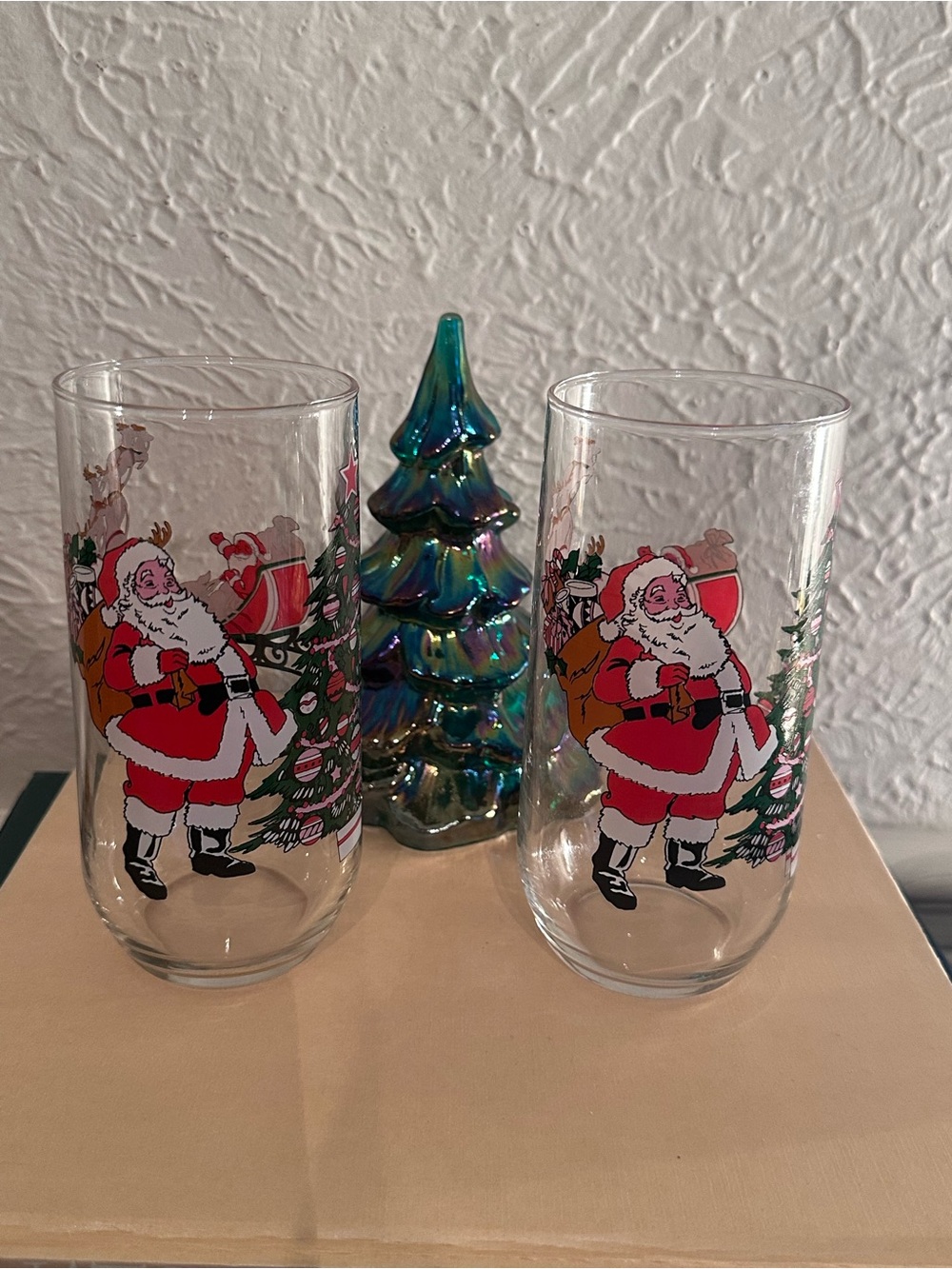 Vintage Christmas Glass Tumblers Set of 2